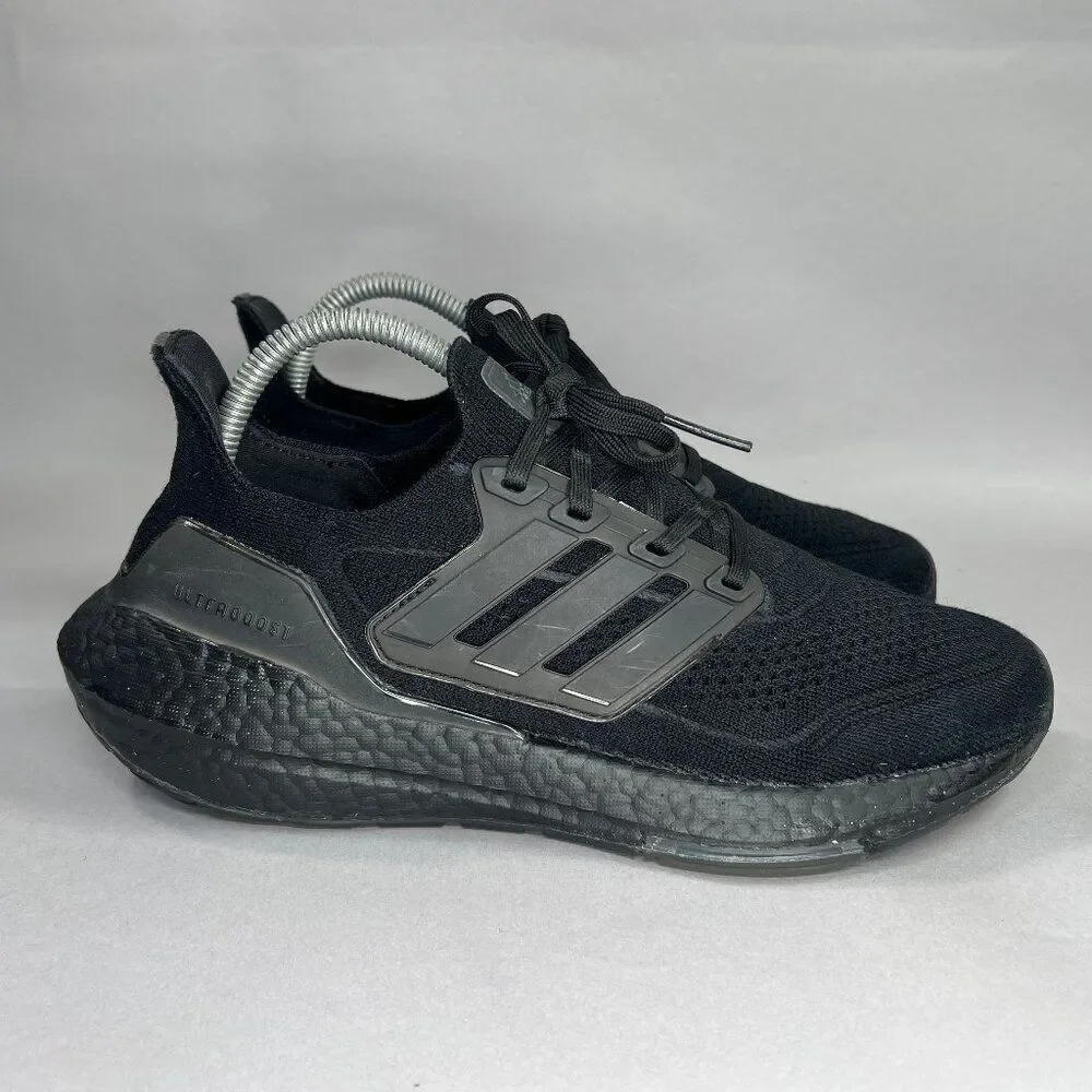 Adidas Ultraboost 21 Shoes Men's‎ Size 8 Triple Black Athletic Running Sneakers